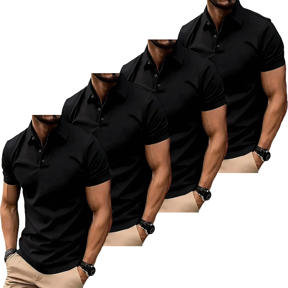 Men's Casual POLO Shirt, Solid Color Button Versatile Basic