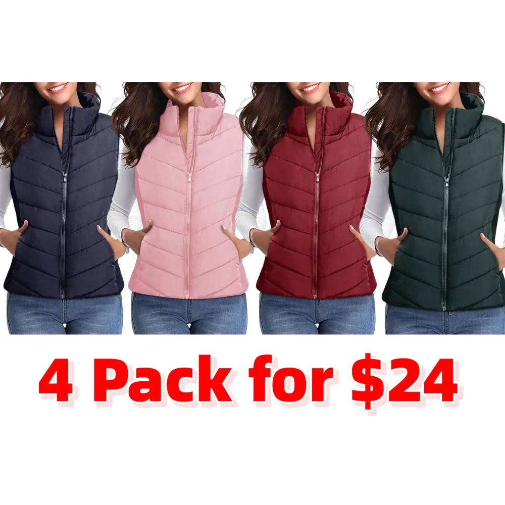 Puffer Vest Women Sleeveless Zip Up Outerwear
