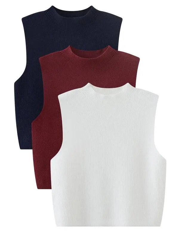 Women's Solid Round Neck Sweater Vest