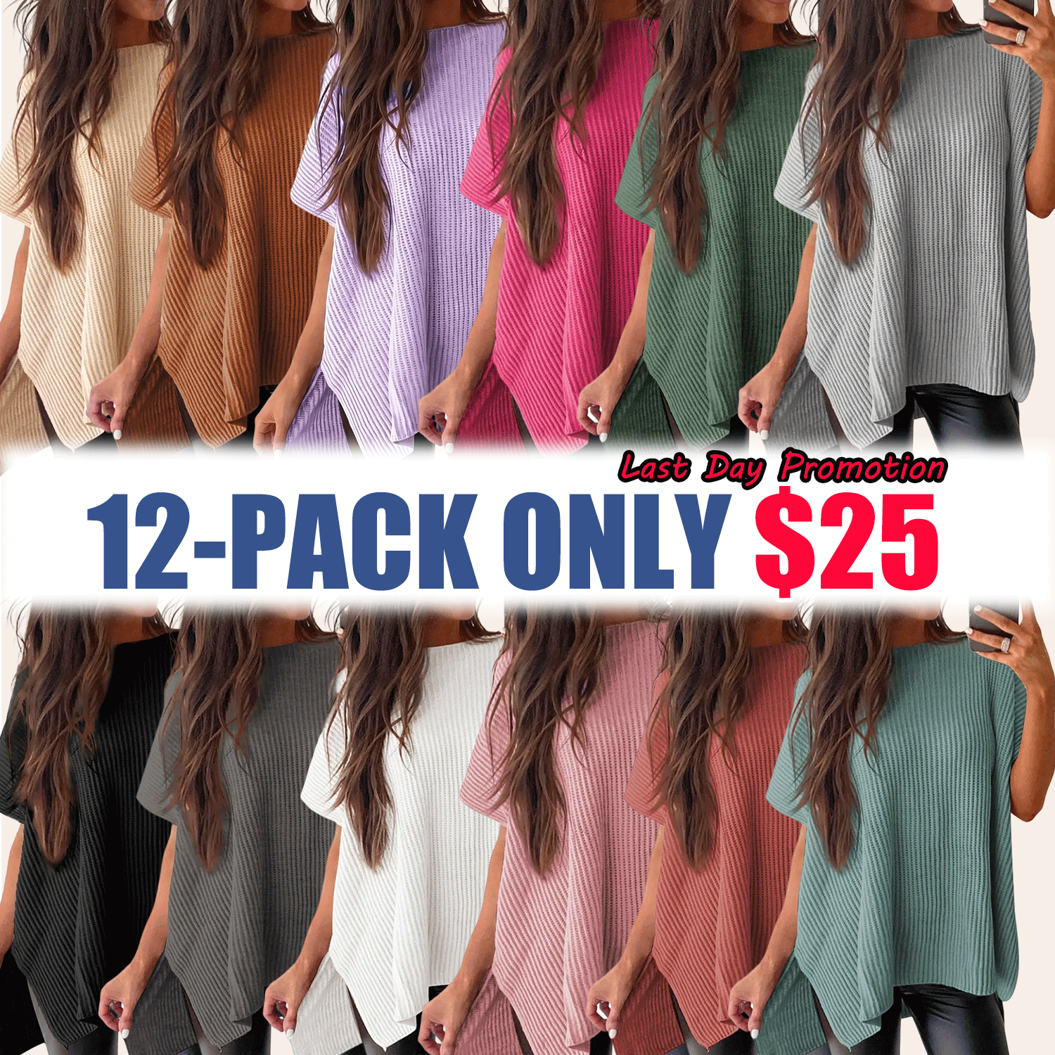 ✨Easter Sale!Women’s Oversized Ribbed Knit Top