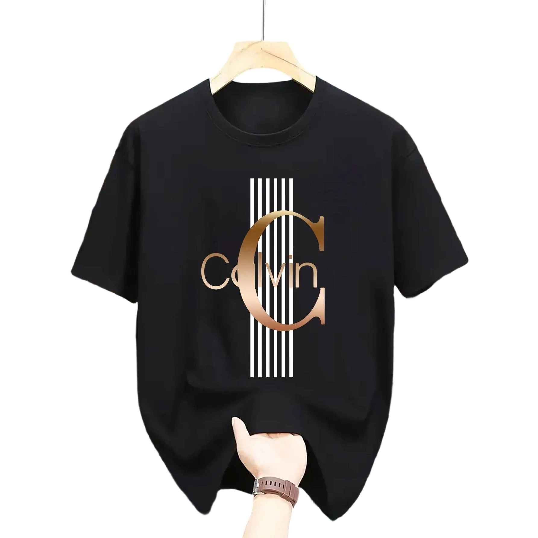 Men'S Casual Graphic T-Shirt - Bold Letter Print with Black Stripes & Golden Accents, Breathable Round Neck Summer Streetwear, Machine Washable, Comfortable Everyday Fashion Tee, Everyday Tshirt |Bold Letter Print |Comfortable Fit, T Shir Cotton