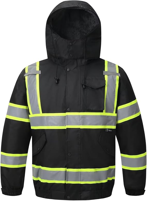 High Visibility Hoodie  Reflective Safety Jacket Zipper
