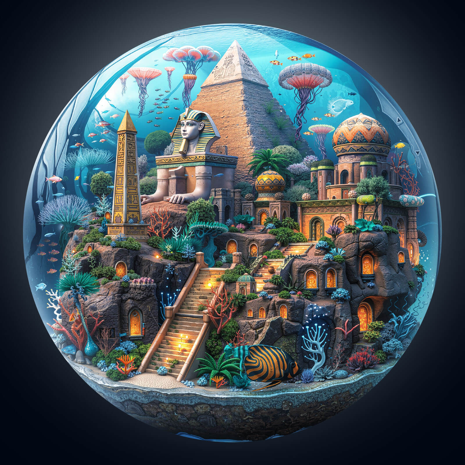 Underwater pyramid field Wooden Jigsaw Puzzle