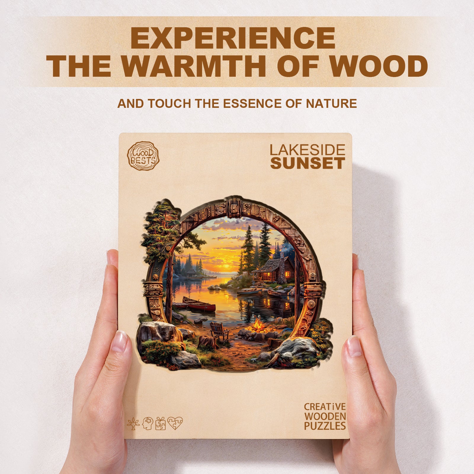 Lakeside sunset Wooden Jigsaw Puzzle