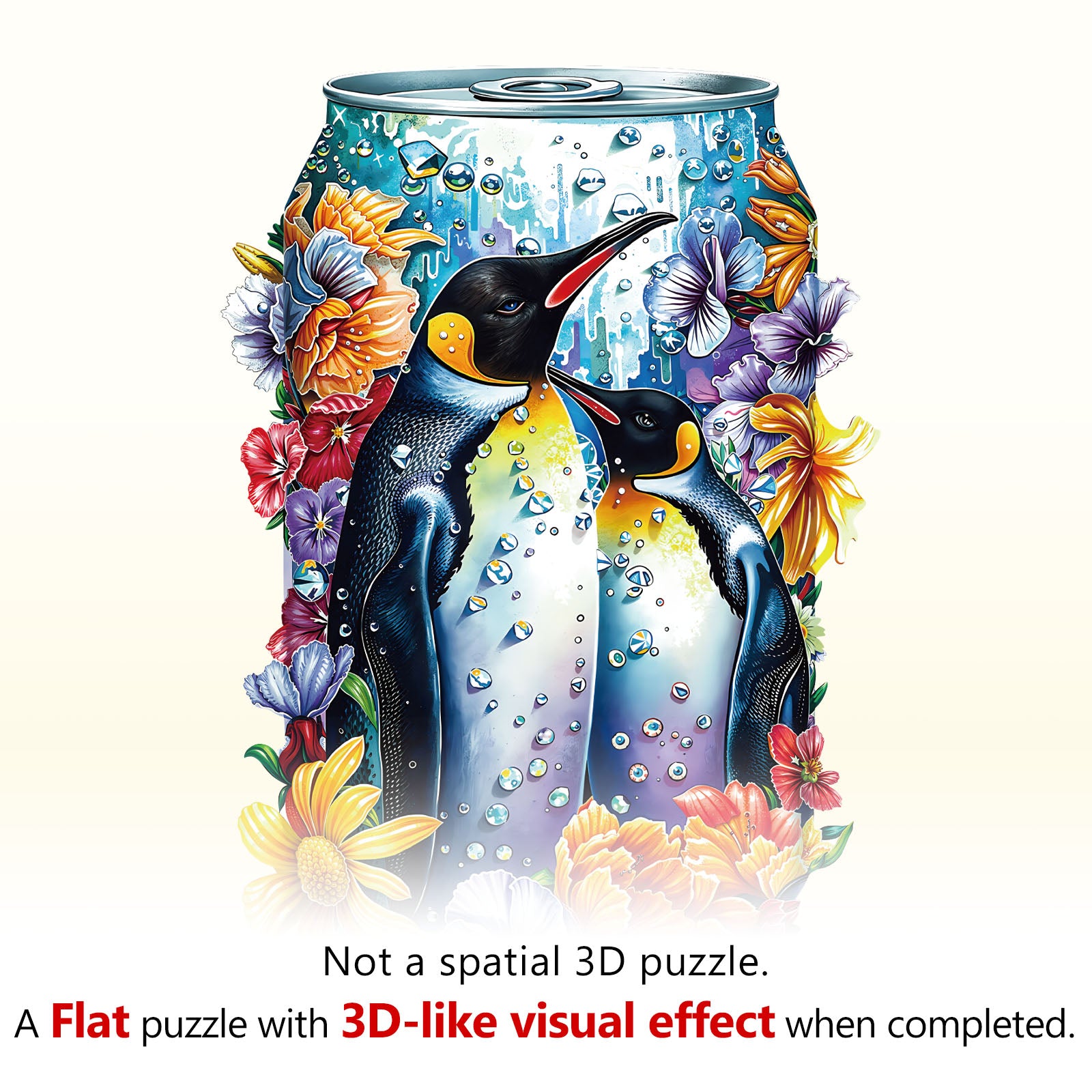 Floral Penguins Wooden Jigsaw Puzzle