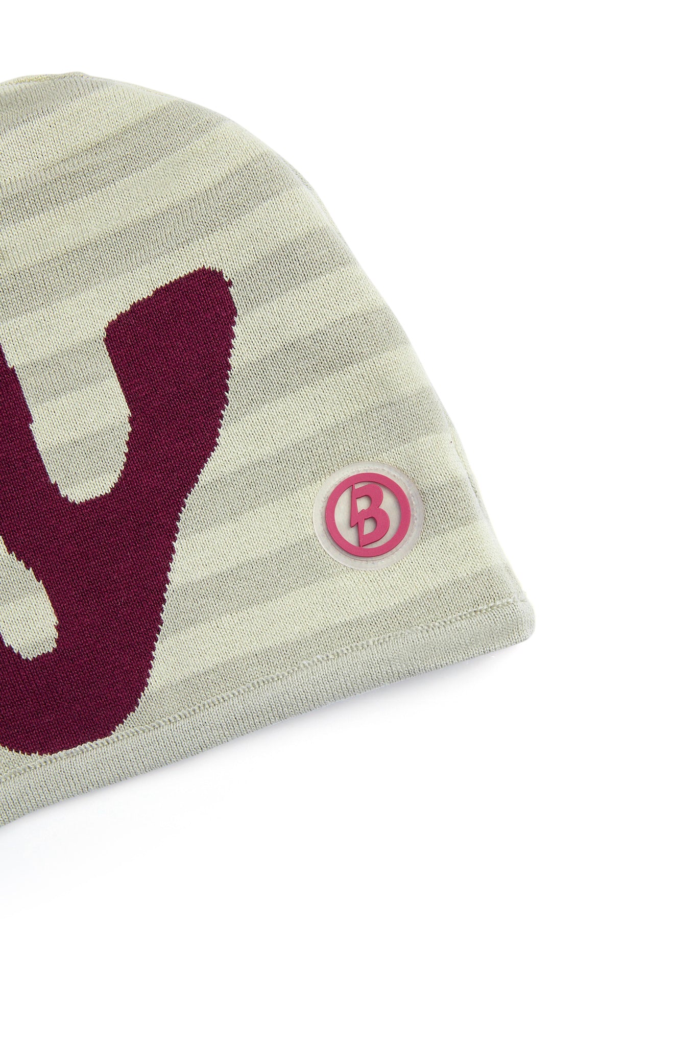 STRIPED KNIT BEANIE (MATCHA/MAROON)