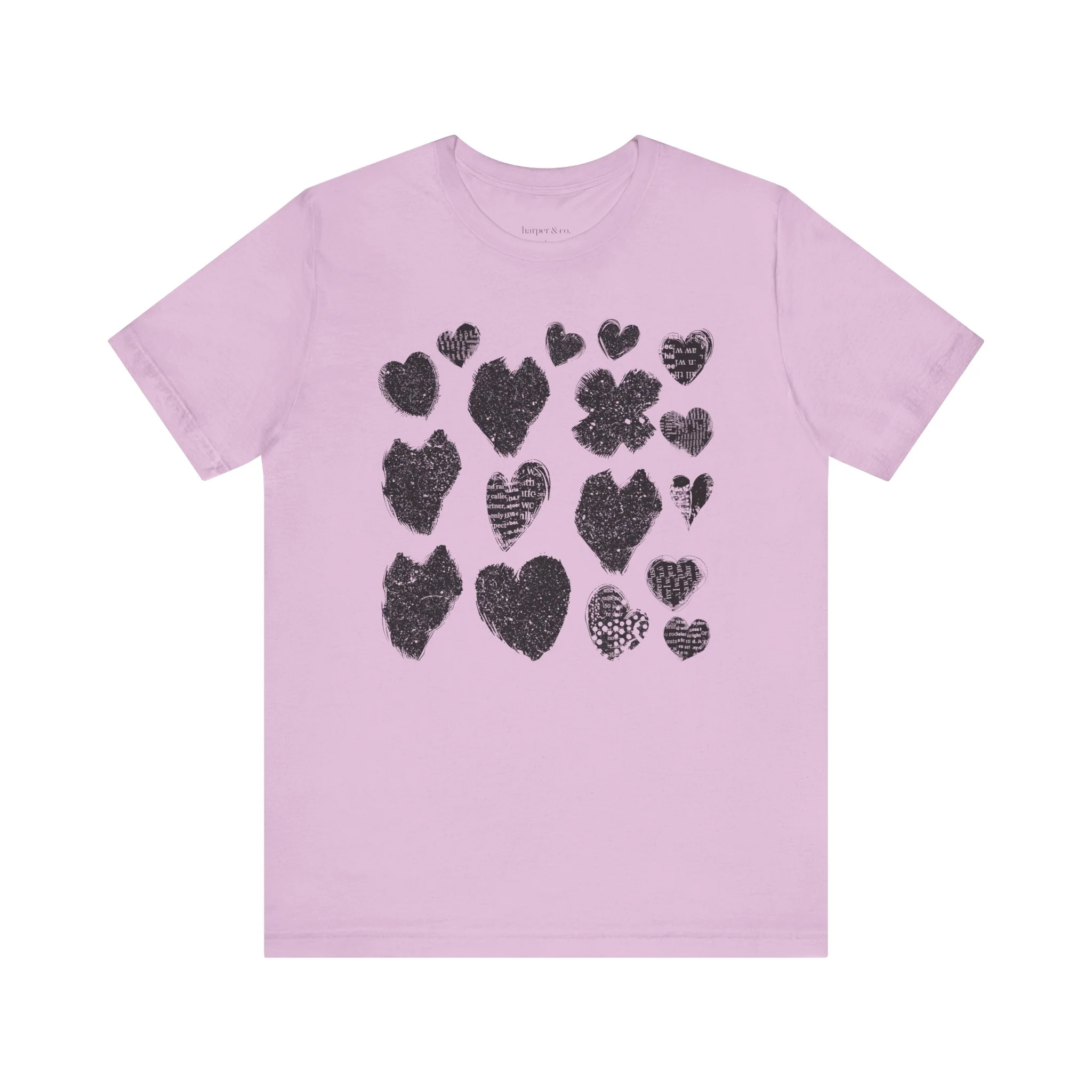 Black Grunge Hearts Unisex Jersey Short Sleeve Tee