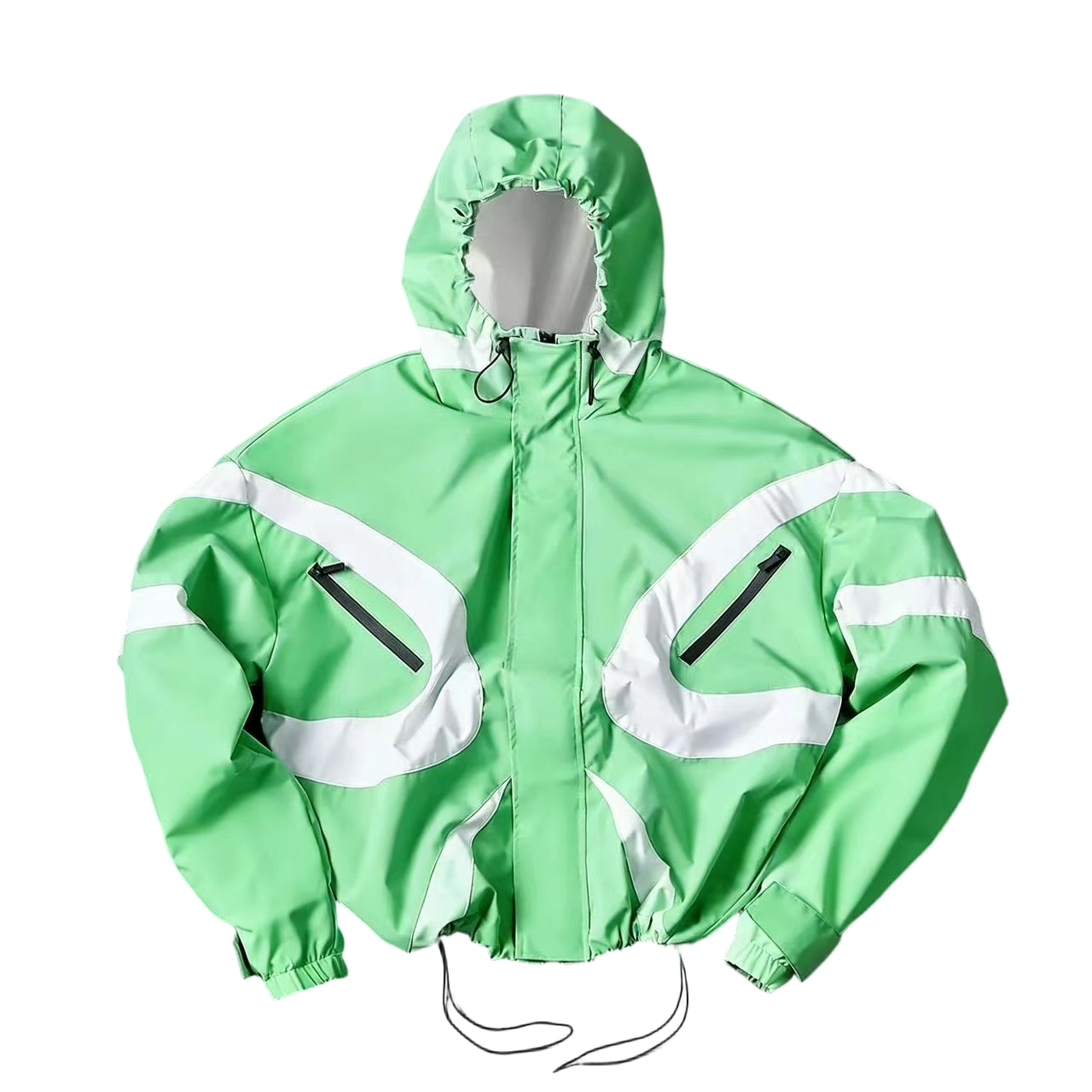 💨Futuristic Techwear Jacket | Grey & White Aesthetic Windbreaker SpringStatements