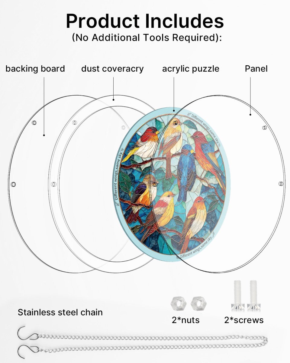 Acrylic Jigsaw Puzzle Suncatcher - Glowing Feather Haven