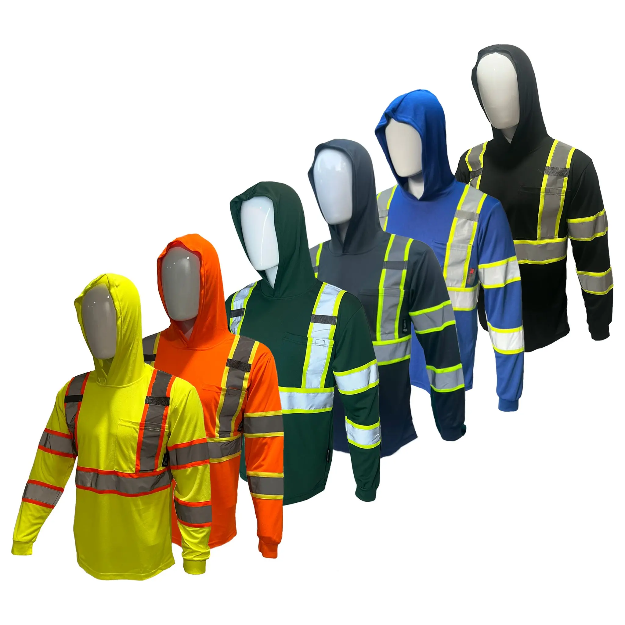 6-Pack Hi-Vis Performance Work Hoodie Shirts (Quick-Dry & Breathable)