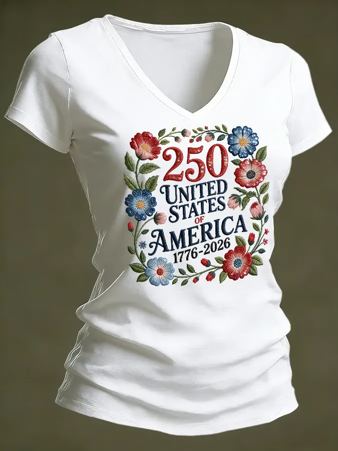 Women's casual retro American 250th T-shirt