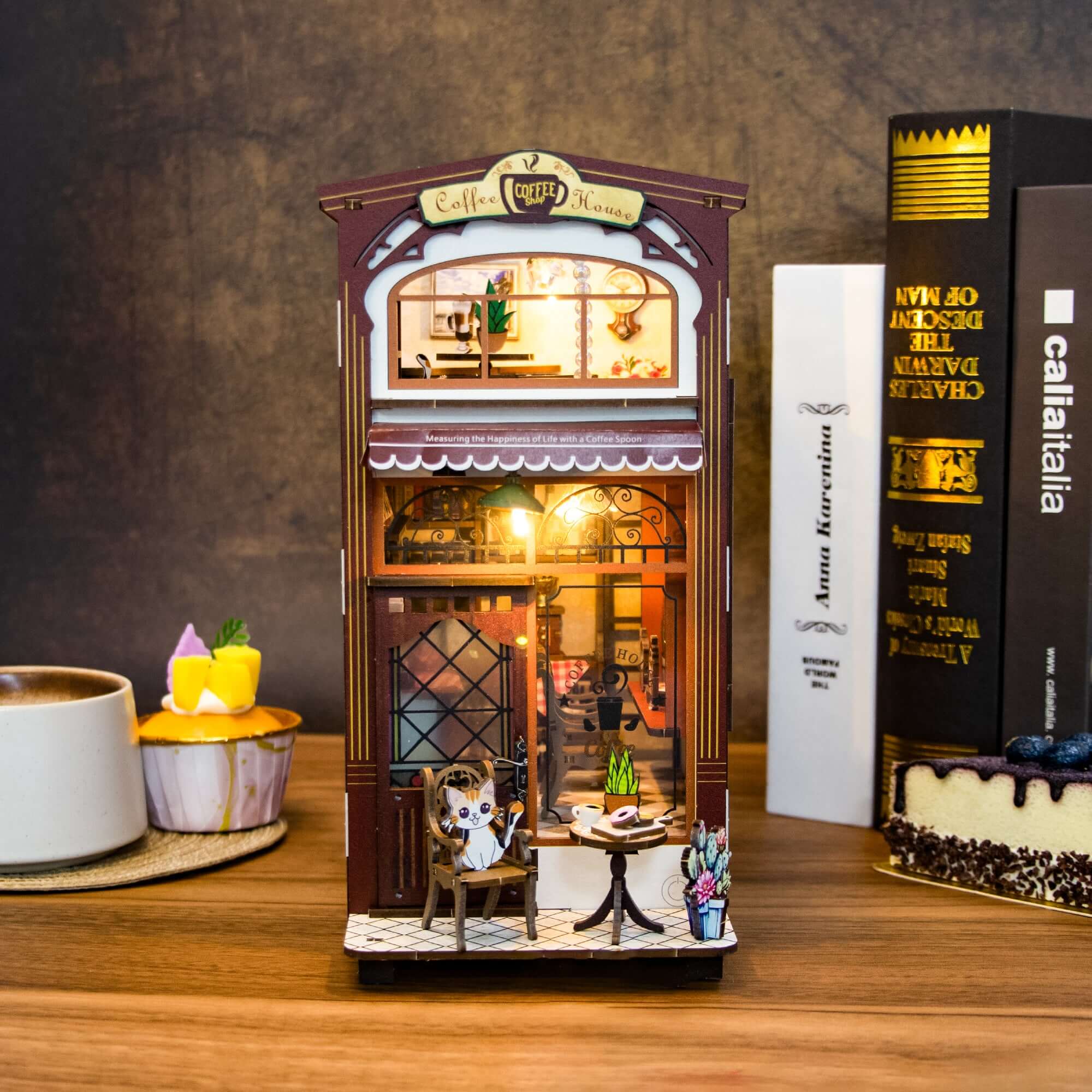 Coffee House - DIY Book Nook Kit,3D Wooden Puzzle