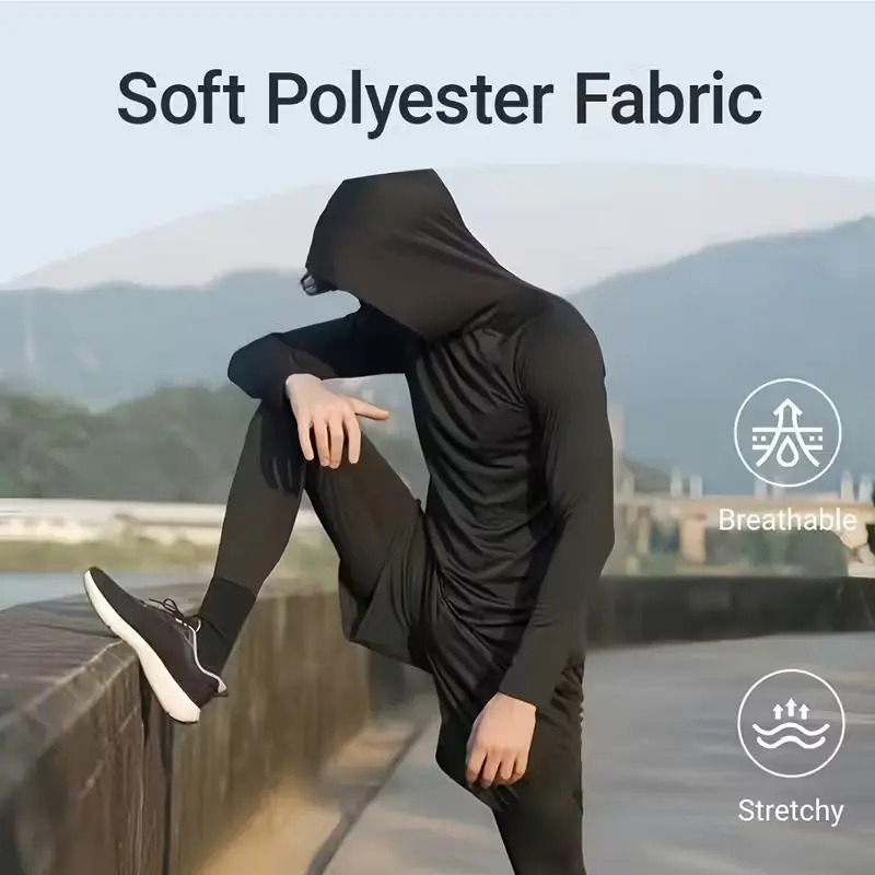 Men's Casual Hoodie Pullovers Slim Fit Long Sleeve Lightweight UPF 50+ Sun Protection