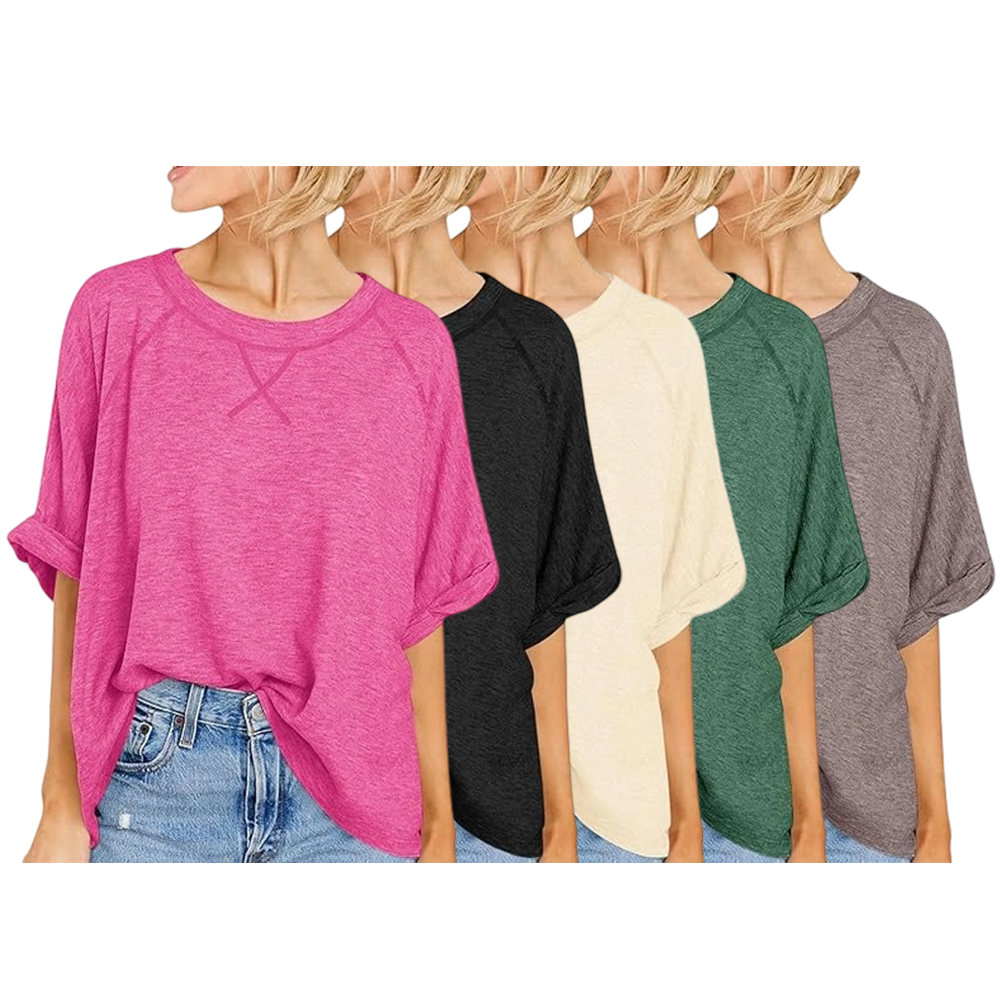 Womens Oversized Tshirts Casual Summer Tops Short Sleeve Loose Fit Tunic T Shirts