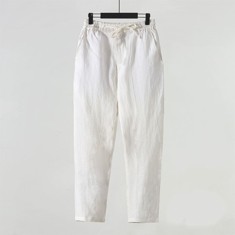 Men's Vintage Elastic Waist Pocket Casual Cotton Linen Pants