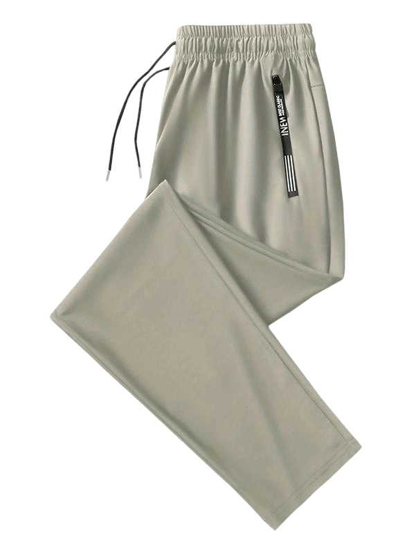 Men's Simple & Stylish Casual Pants - Drawstring Waistband, Zippered Pockets