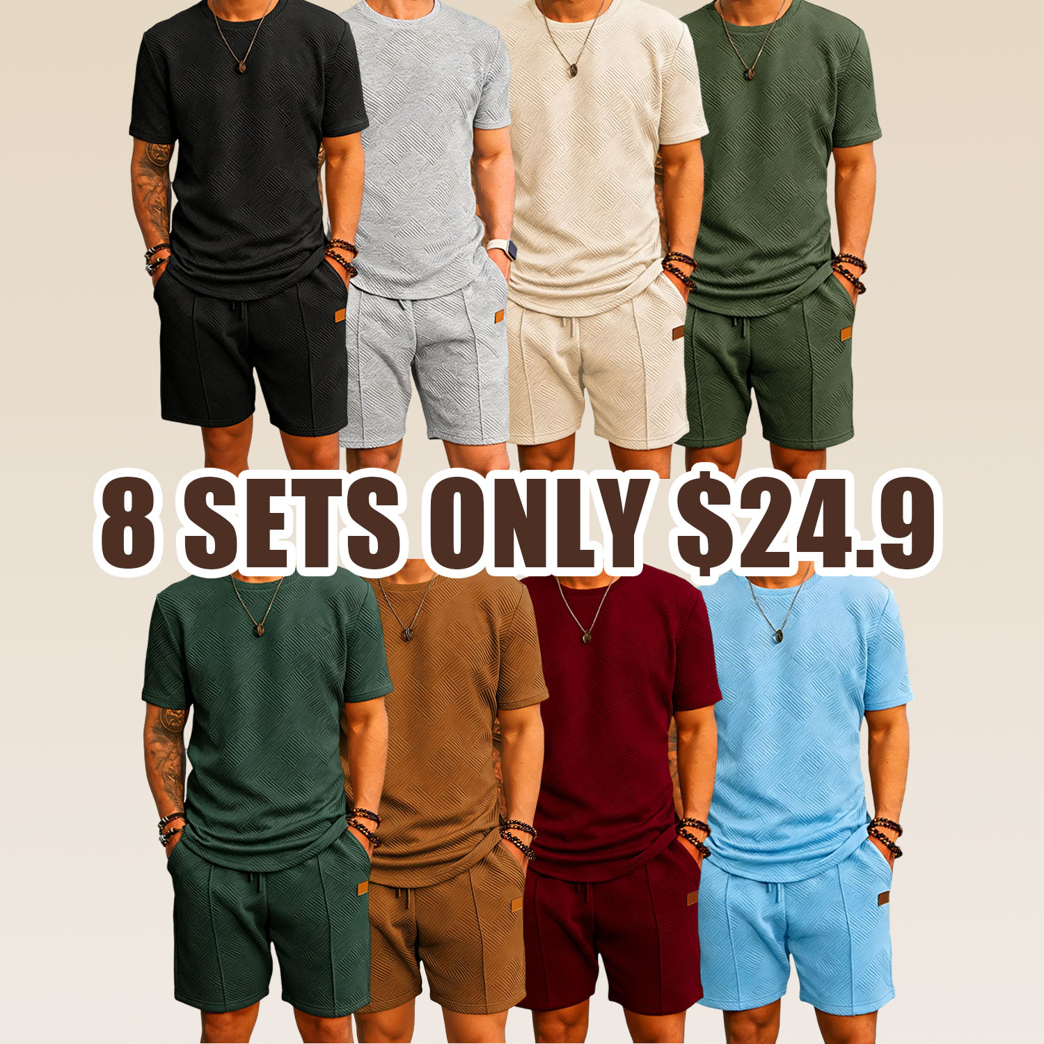 Men’s 2-Piece Summer Outfit Set – Breathable T-Shirt & Shorts Tracksuit with Pockets, Casual Athletic Matching Set