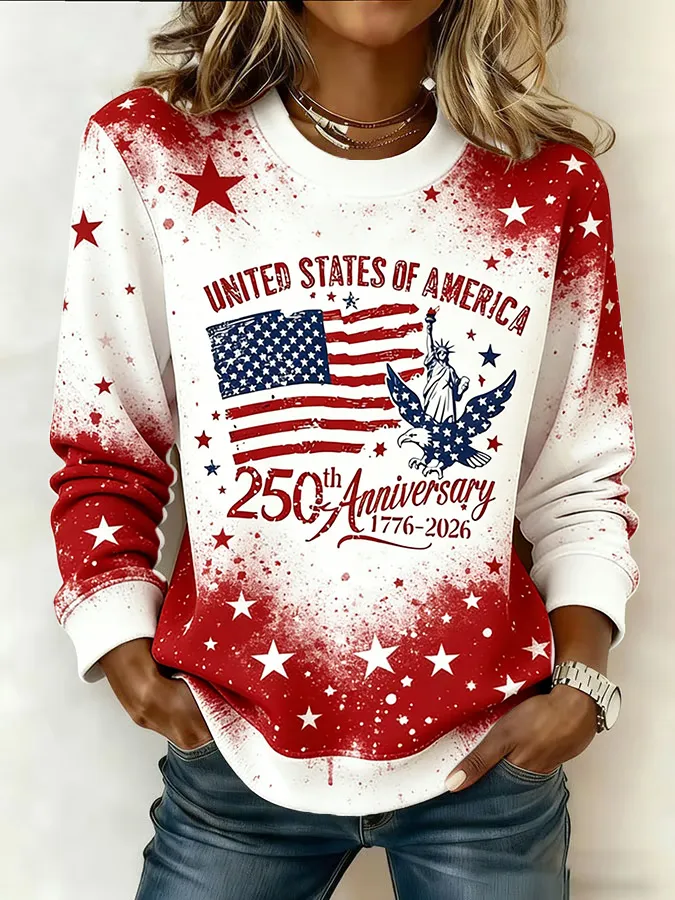 Ladies' Leisure 250th Anniversary National Day Celebration Round Neck Hoodie