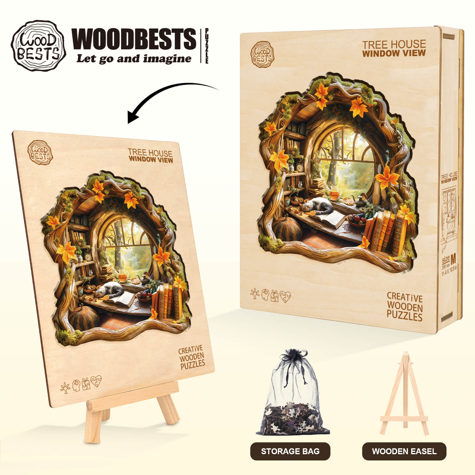 Tree house window view Wooden Jigsaw Puzzle