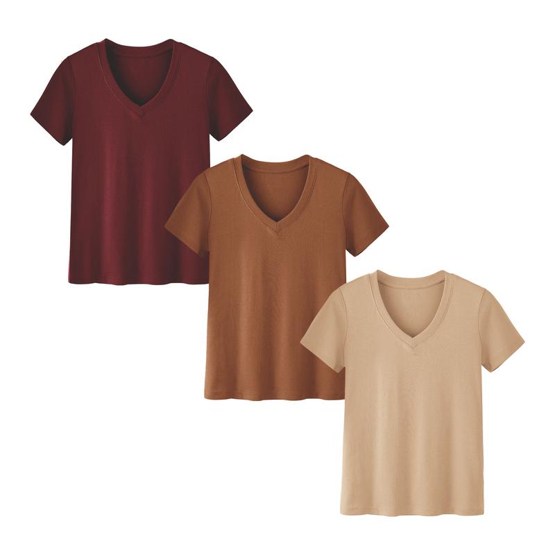 Plus Size Women’s V-Neck T-Shirts – Lightweight Breathable Casual Tops for Summer