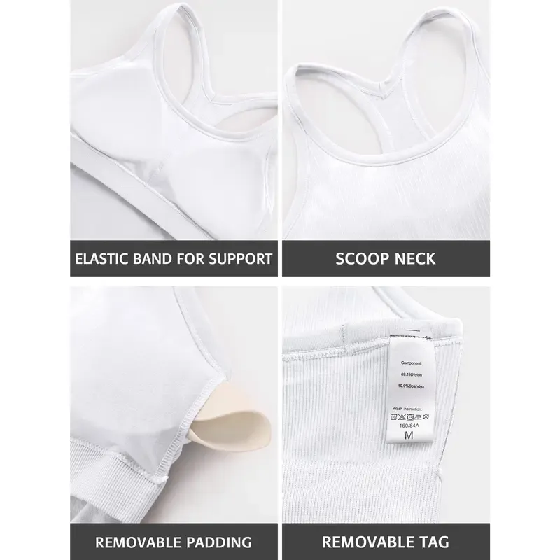 🔥Ribbed Workout Tank Tops for Women with Built in Bra Tight Racerback Scoop Neck Athletic Top