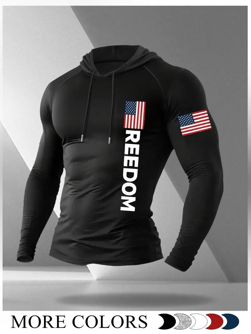 Men's Cartoon Print Long Sleeve Hooded T-Shirt