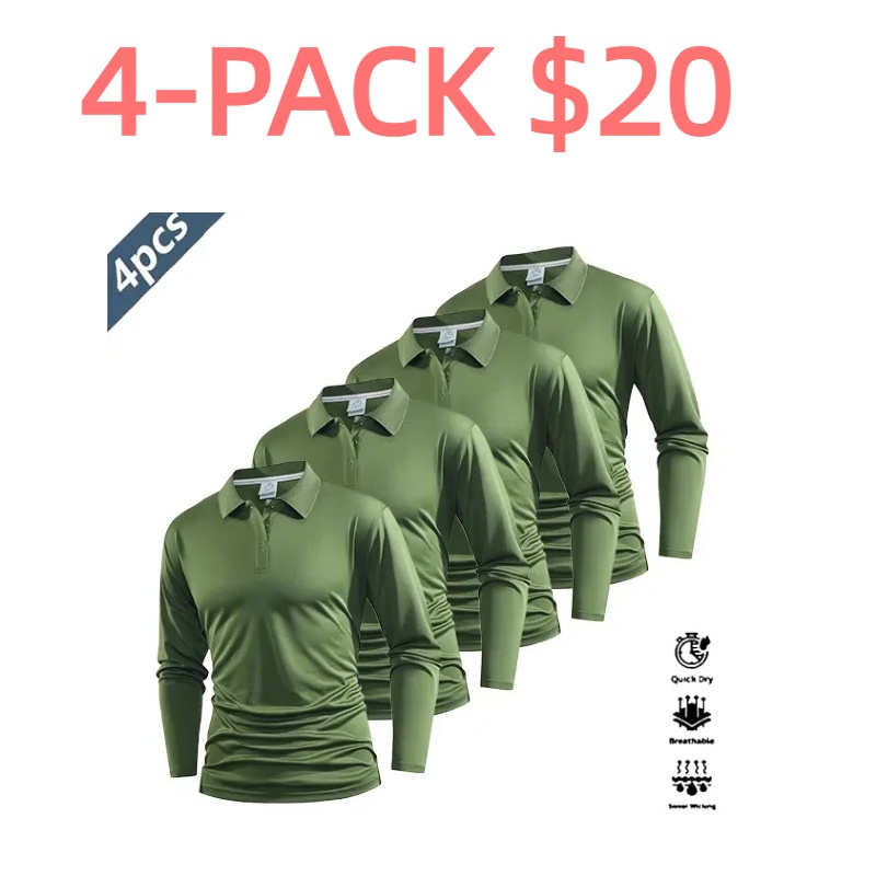 Men's 4-Piece Long-Sleeve Polo Shirt Set
