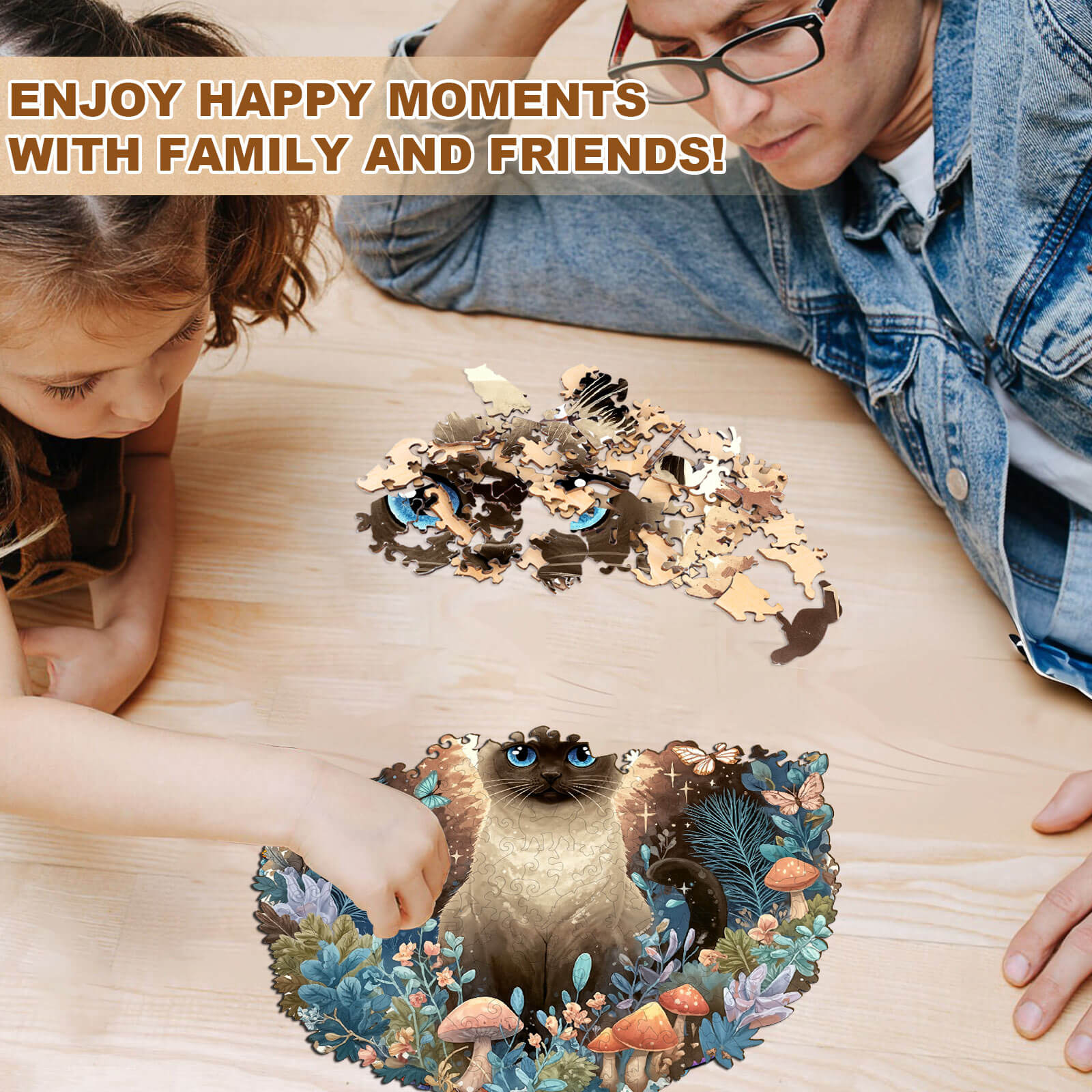 Gentle Dreamy Cat Wooden Jigsaw Puzzle