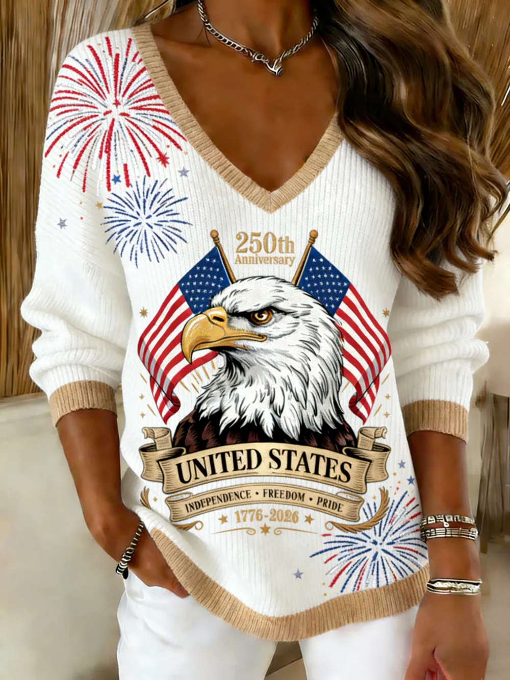 United States 1776-2026 Patriotic Knit Top