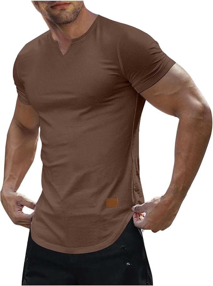 🔥Men’s Slim Fit V-Neck Muscle T-Shirts