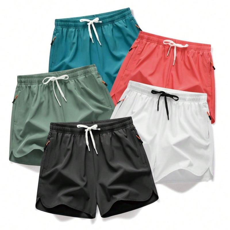 Men’s 5-Pack Quick-Dry Drawstring Shorts with Zipper Pockets