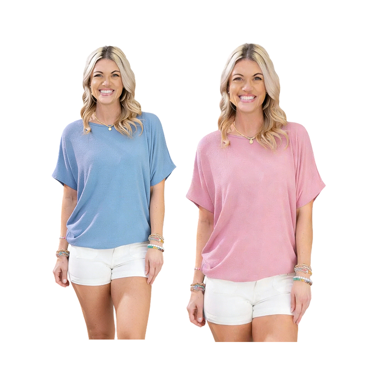 Women's Dreamy Dolman Short Sleeve Knit Top