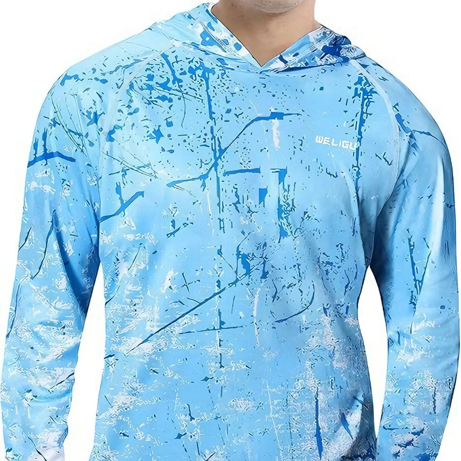 Men's UPF 50+ Sun Protection Hoodie Shirt Long Sleeve SPF Fishing Outdoor UV Hiking Lightweight Shirts