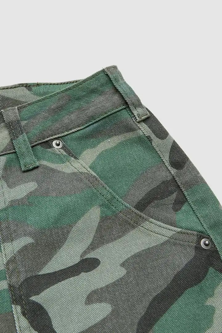 Stretchy Camo Print Mid Waist Straight Leg Capri Pants Summer Vibes