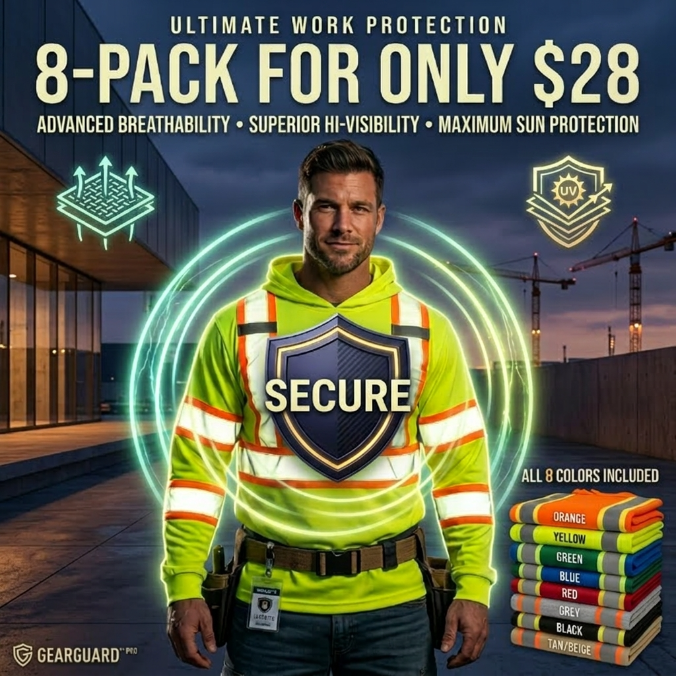 🔥🔥Tuglow Class 3 Premium Hi-Vis Long Sleeve Hoodie - Ultimate Work Protection
