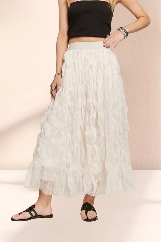 Elastic Waist Cloud Fluffy Maxi Skirt