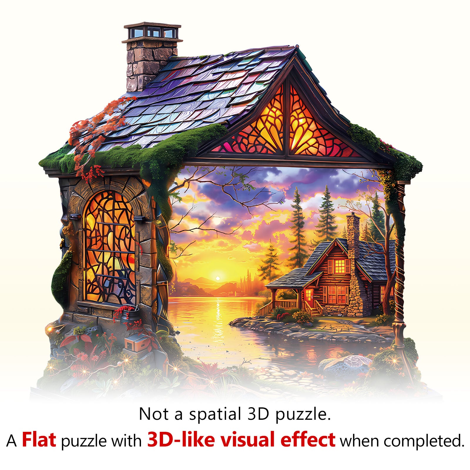 Sunset Cottage Wooden Jigsaw Puzzle