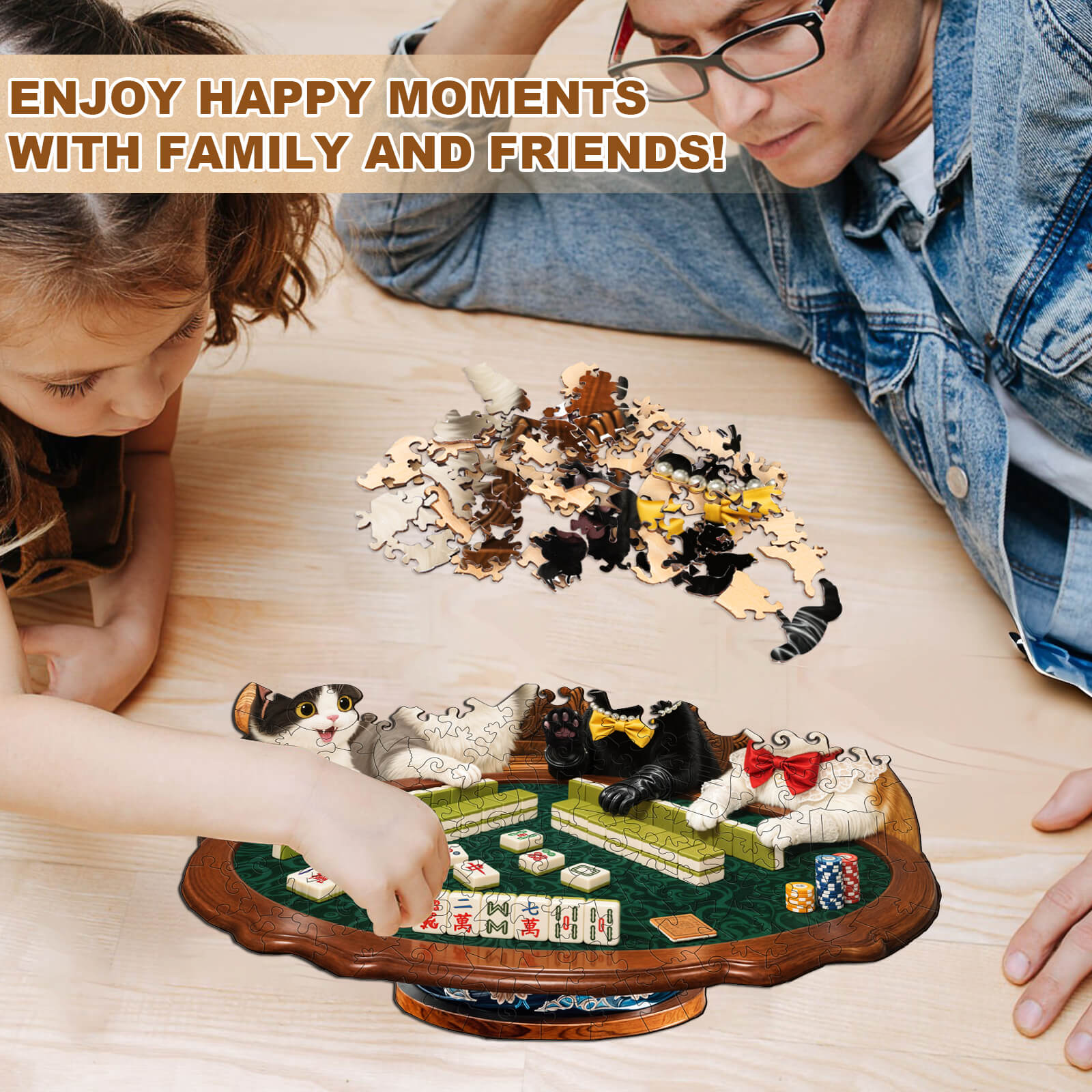 Kitten Mahjong Wooden Jigsaw Puzzle