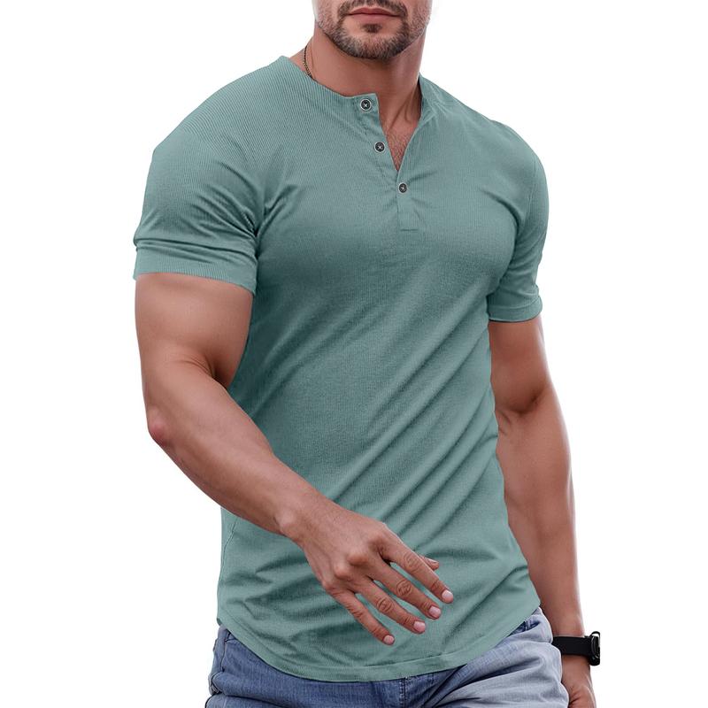 Men’s Slim Fit Longline Henley Performance Top