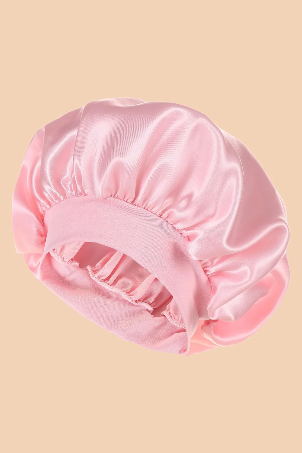 Pink Wide Elastic Band Large Sleep Hair Bonnet