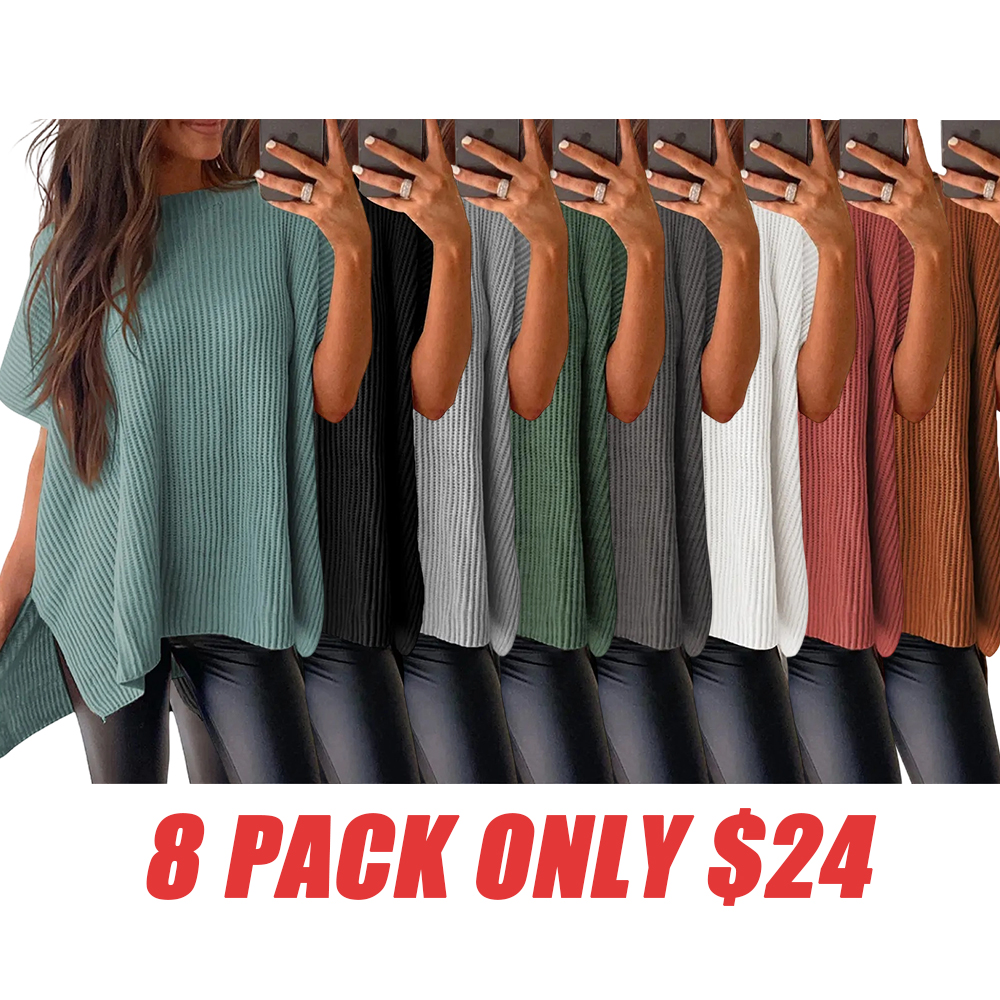 Women’s Crew Neck Short Sleeve Pullover 2026 Spring/Summer Oversized Cozy Ribbed Knit Top