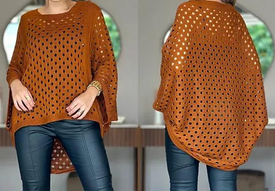 Casual Hollow Knit Sun Protection Top for Women - Versatile Vacation Pullover