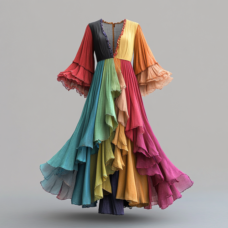 Secret of the Universe Embroidered Vintage Casual Dress ccf1