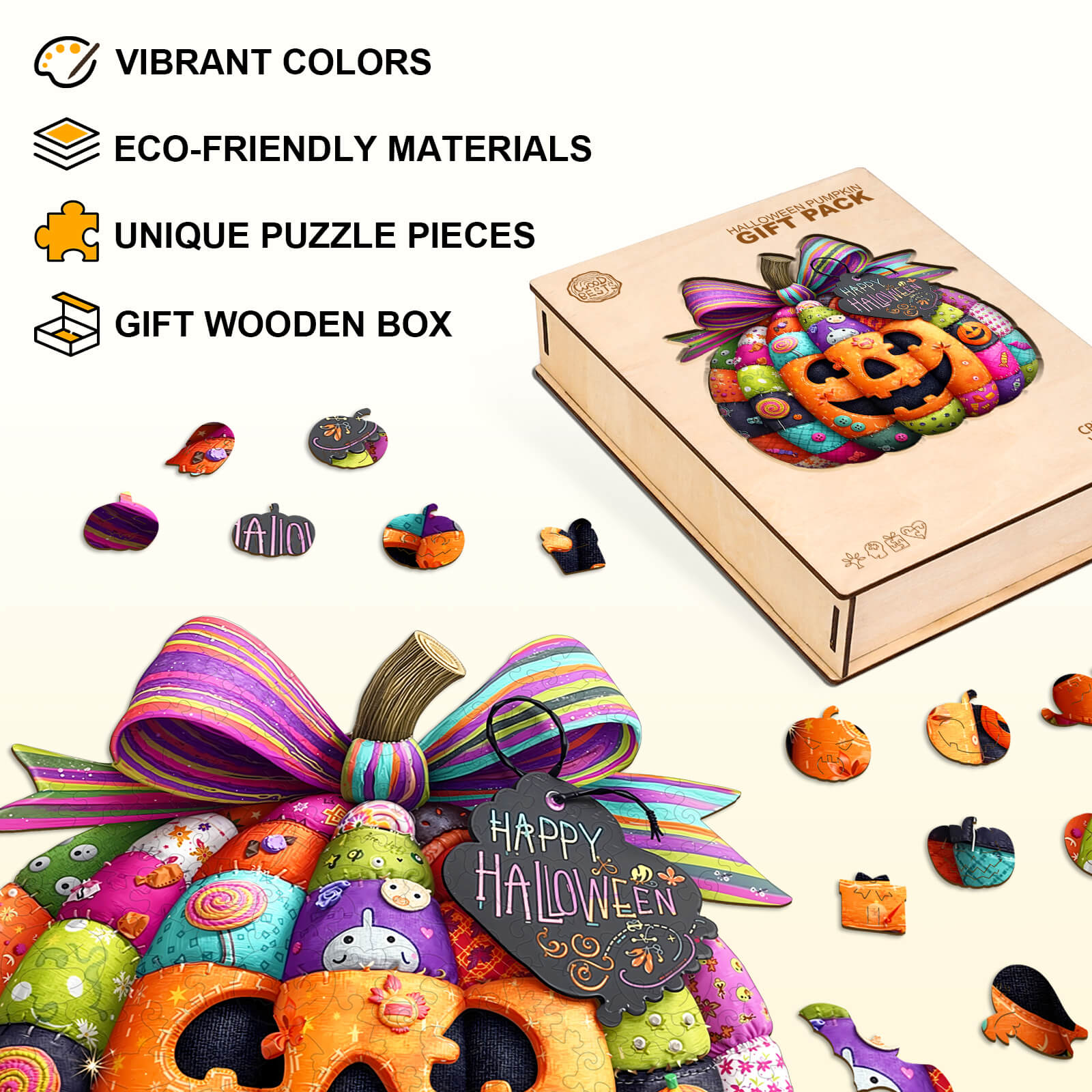 Halloween Pumpkin Gift Pack Wooden Jigsaw Puzzle
