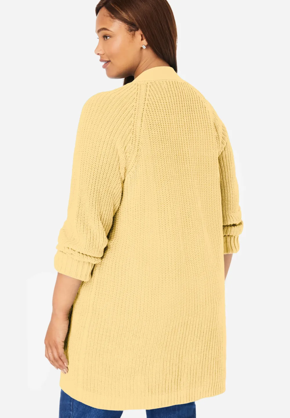 Button-Front Shaker Cardigan