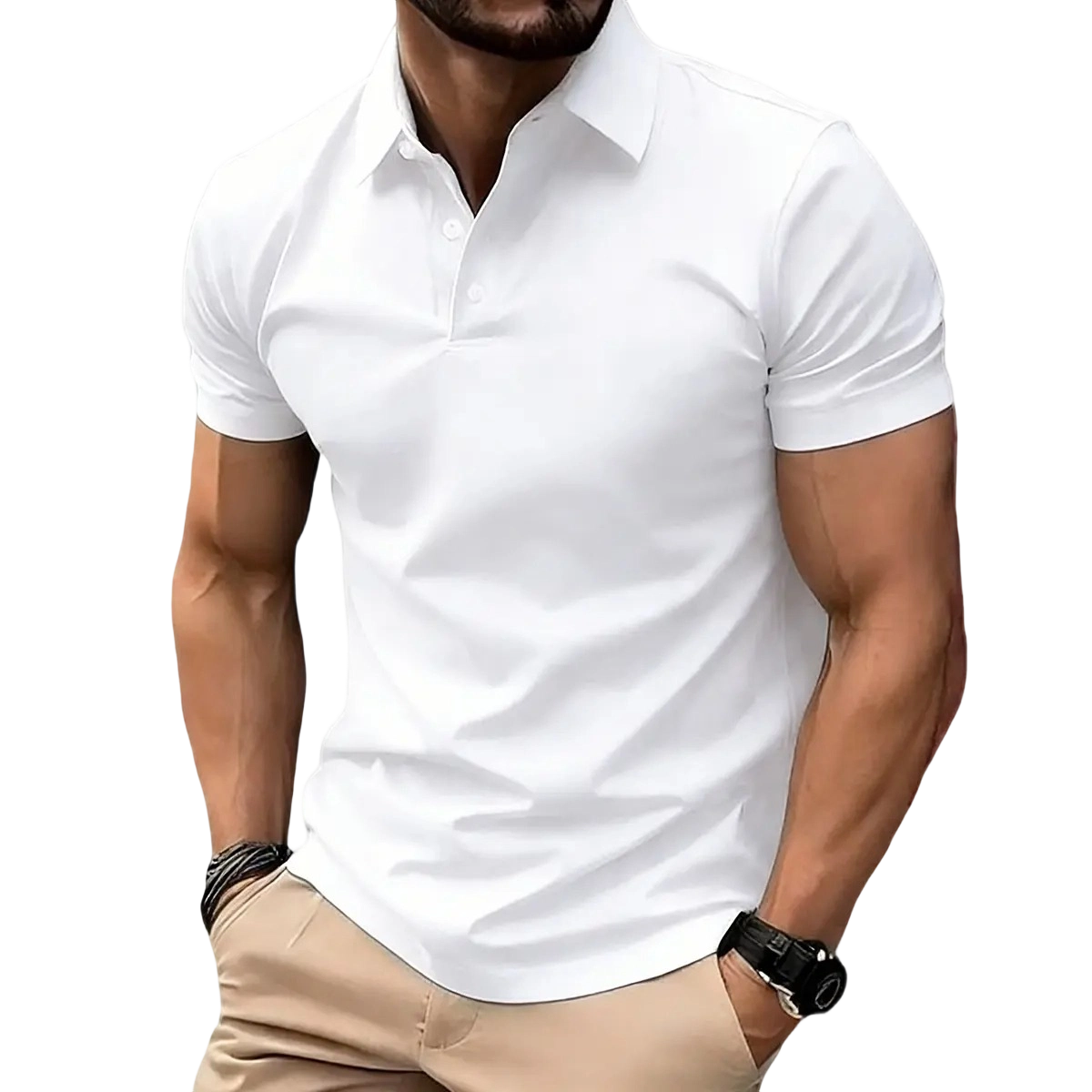 Men's Casual Solid Color Polo Shirt - 100% Polyester 150 GSM, Versatile for Golf, Bowling & Summer Business
