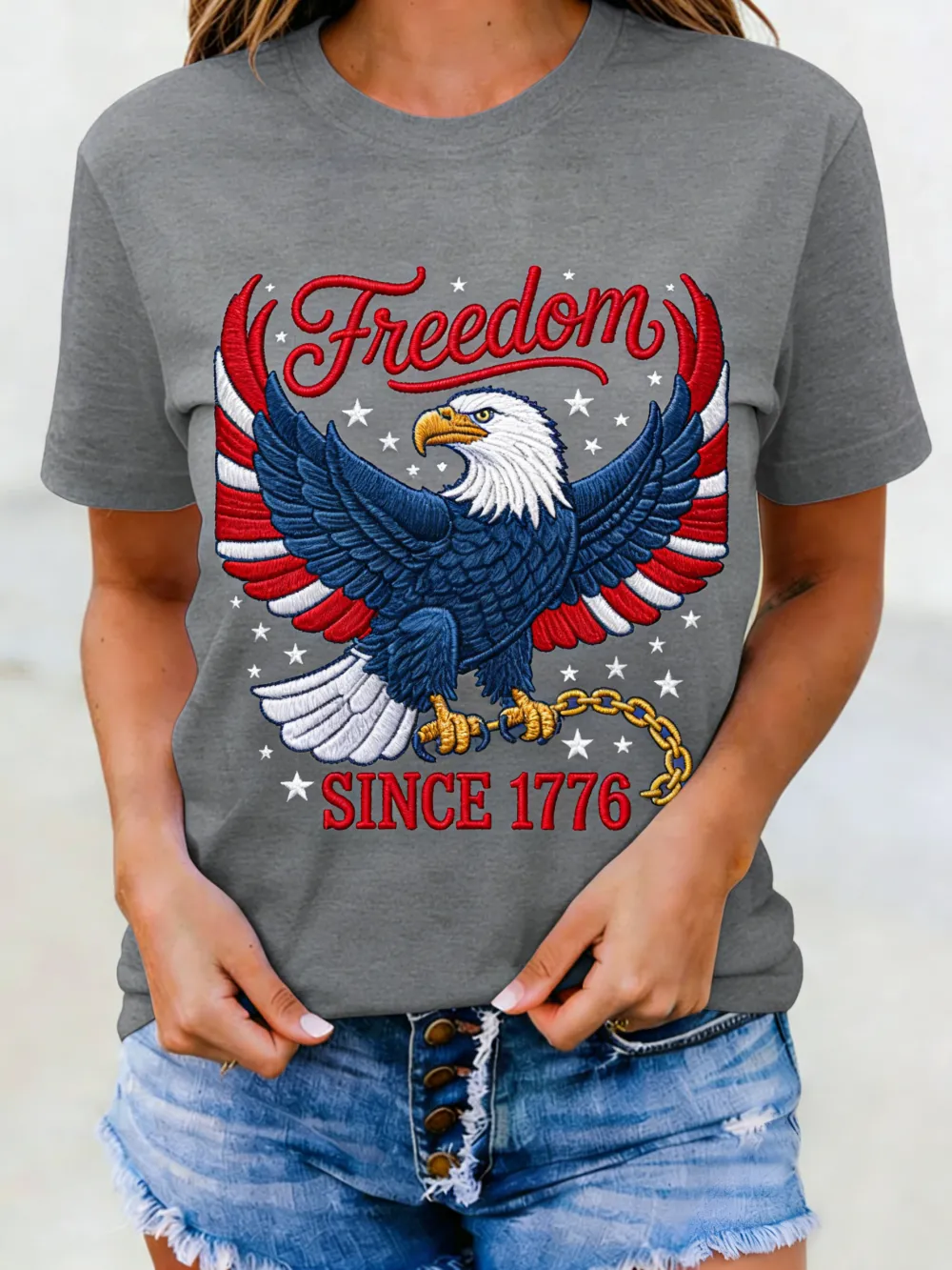 Freedom Since 1776 Embroidered Eagle T-Shirt
