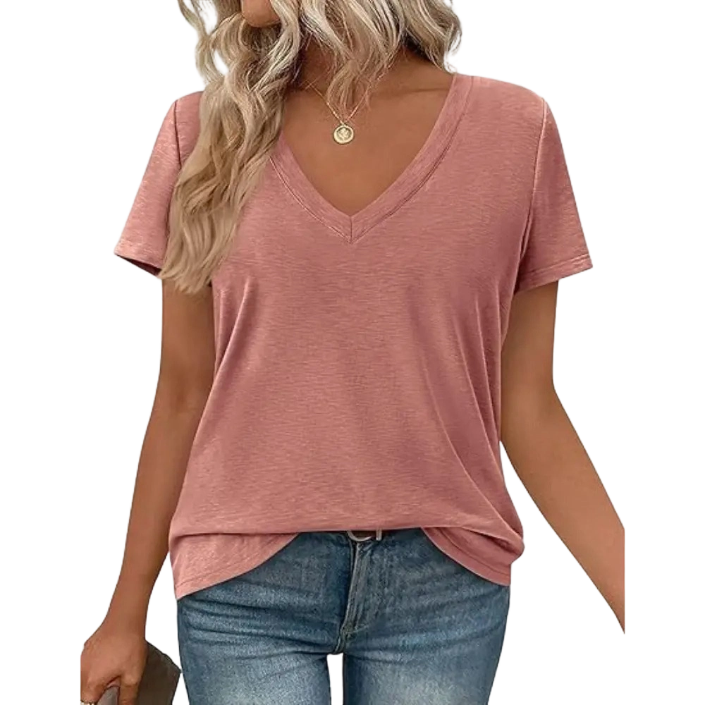 Oversized Tshirts Shirts for Women Summer Tops Casual Short Sleeve V Neck Loose Basic Tees Spring Clothes