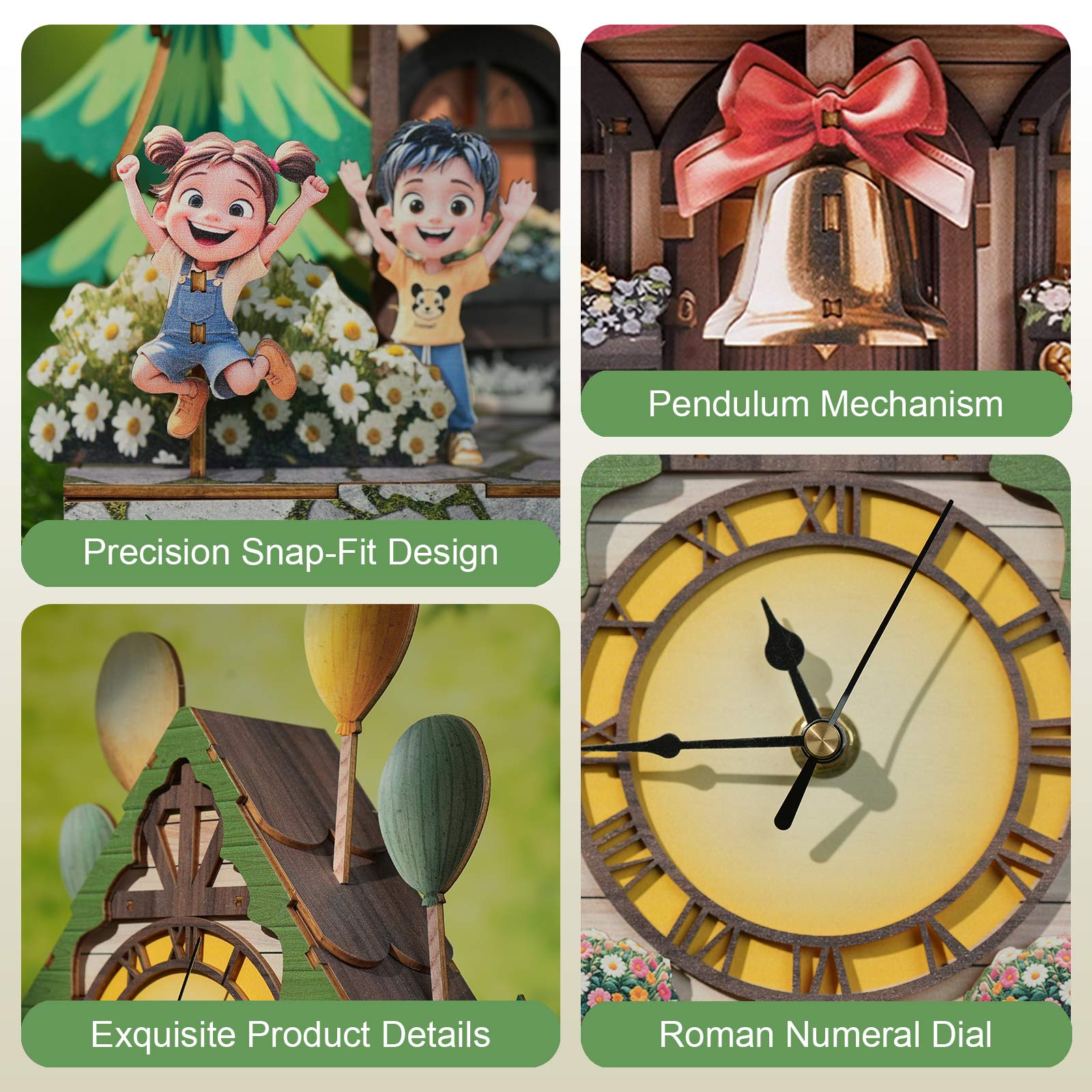 Balloon Cabin – DIY Wooden Clock, 3D Puzzle Craft Kit