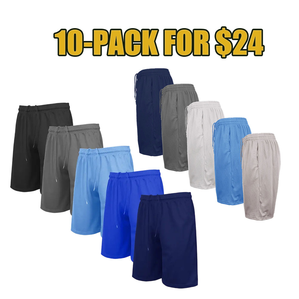 Men’s 5/10-Pack Performance Mesh Active Shorts